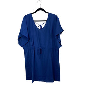 NWOT Hodosports Women's Blue Short Sleeve Blouse Tunic Loose Fit Large
